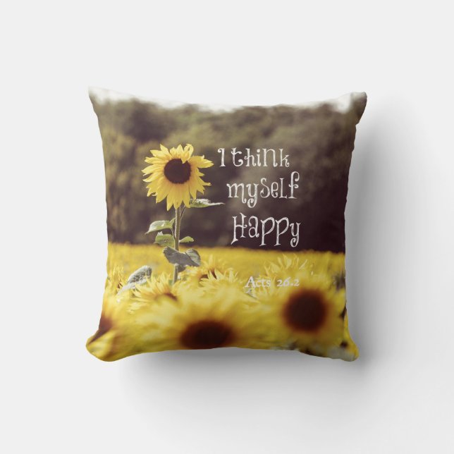 Happy Bible Verse mit Sonnenblumen Kissen (Vorderseite)