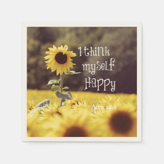 Happy Bible Verse mit Sonnenblumen Serviette (Vorderseite)