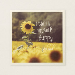 Happy Bible Verse mit Sonnenblumen Serviette