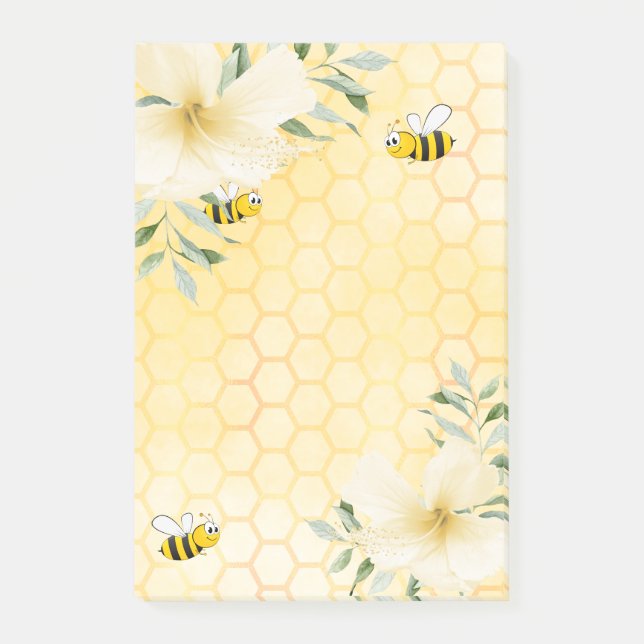 Happy bies honeycomb muster tropen florals post-it klebezettel (Vorderseite)