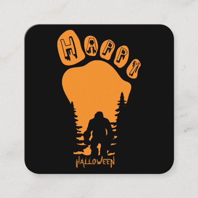 Happy Big Foot Halloween Quadratische Visitenkarte (Vorderseite)