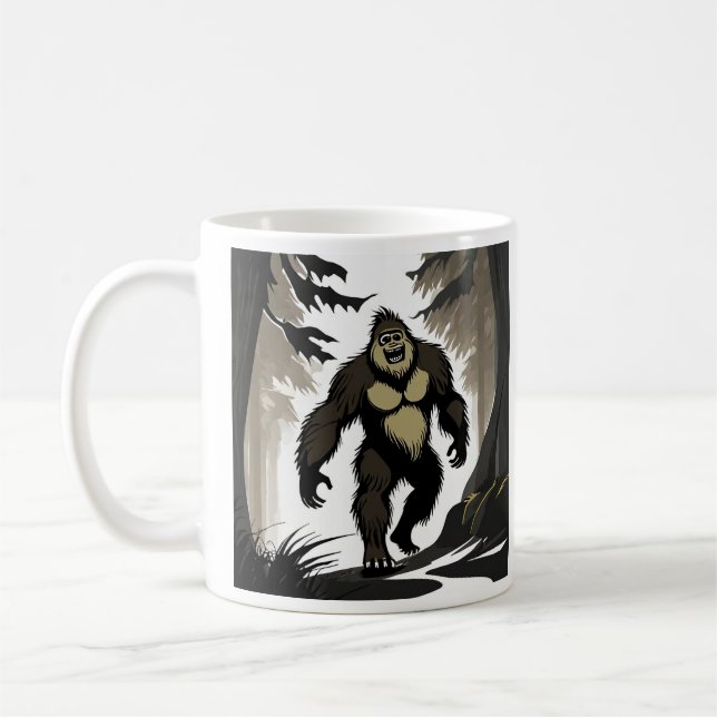 Happy Bigfoot in Woods Kaffeetasse (Links)