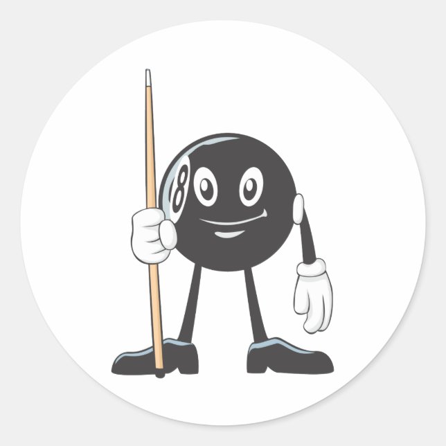 Happy Billiard Eight Ball Runder Aufkleber (Vorderseite)