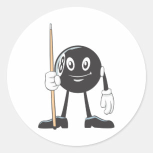 Happy Billiard Eight Ball Runder Aufkleber