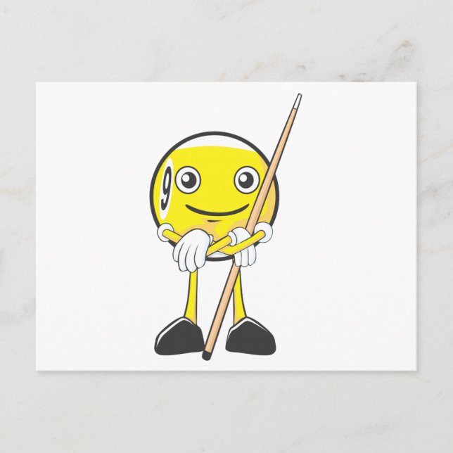 Happy Billiard Nine Ball Player Postkarte (Vorderseite)