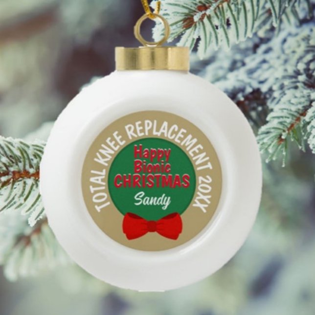 Happy Bionic Christmas(Knie-Ersatz)-Ornament Keramik Kugel-Ornament (Von Creator hochgeladen)