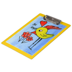 Happy Bird Clipboard Klemmbrett