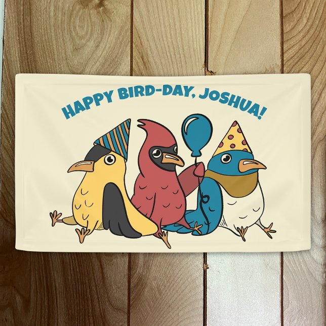 Happy Bird Day Cartoon Birds Thema Geburtstag Banner (Von Creator hochgeladen)