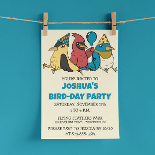 Happy Bird Day Cartoon Birds Thema Geburtstag Einladung