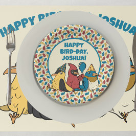 Happy Bird Day Cartoon Birds Thema Geburtstag Pappteller