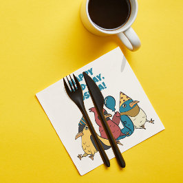 Happy Bird Day Cartoon Birds Thema Geburtstag Serviette