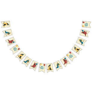 Happy Bird Day Cartoon Birds Thema Geburtstag Wimpelkette