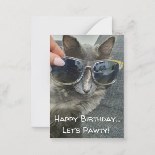 "Happy Birday Let's pawty" lustiges Cat Foto Mitteilungskarte