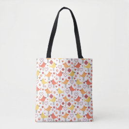 Happy Birds Print Tote Bag