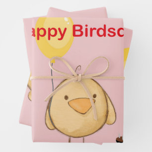 Happy Birdsday Bird Chick Themed Birthday Geschenkpapier Set