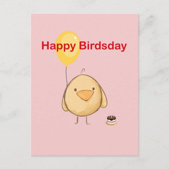 Happy Birdsday Bird Themed Geburtstag Gruß Postkarte (Vorderseite)
