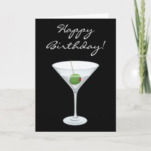 Happy Birhtday Einfach Martini Glas mit Olivenöl Karte