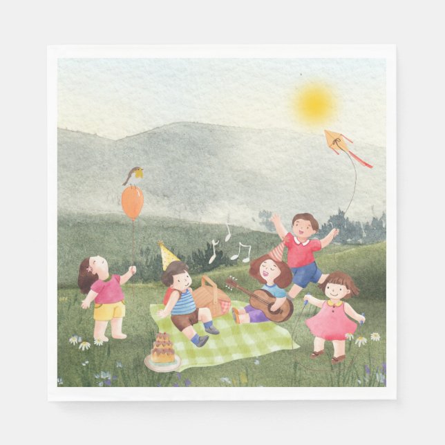 Happy Birthda Picnic Geburtstag Kindergarten Serviette (Vorderseite)