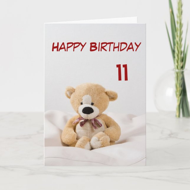 Happy Birthday 11. Teddy Bären Thema Karte (Vorderseite)