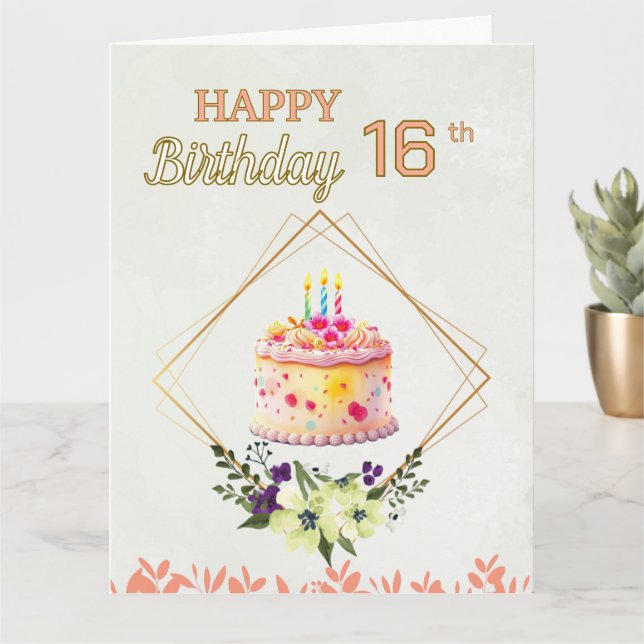Happy Birthday 16. Teenager Sweet Girl Karte (Kleine Pflanze)