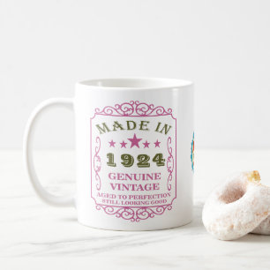 Happy Birthday 1924 Name Datum Vintag Rosa Kaffeetasse