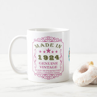 Happy Birthday 1924 Name Datum Vintag Rosa Kaffeetasse
