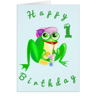 Happy Birthday 1 Card mit Happy Party Frog