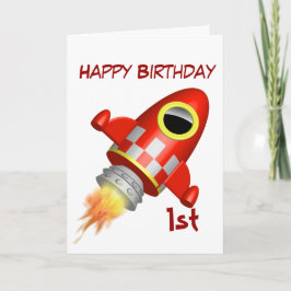 Happy Birthday 1. Rocket Ship Thema Karte