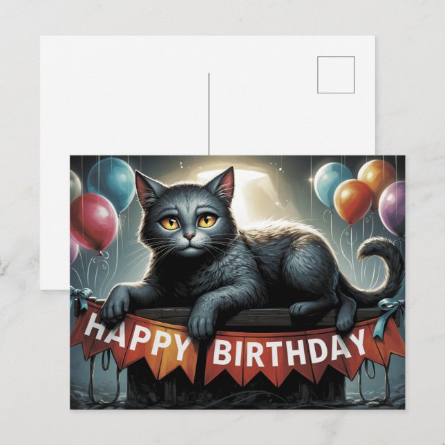 Happy Birthday 2026 Postcards Cat Postkarte (Vorne/Hinten)