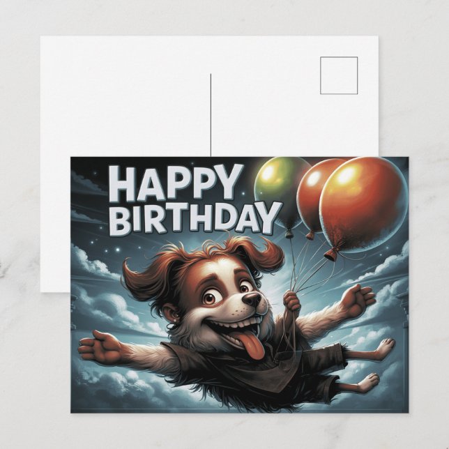 Happy Birthday 2026 Postcards Dog -5 Postkarte (Vorne/Hinten)