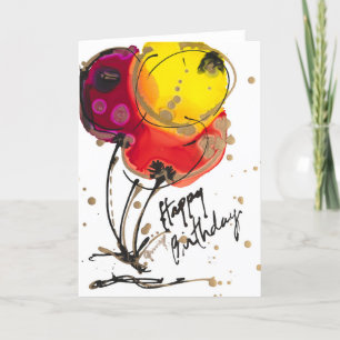 Happy Birthday 3 Balloons Lovitude Blank Note Card Dankeskarte