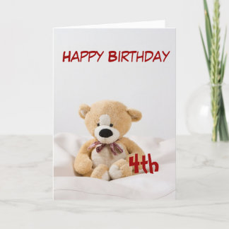 Happy Birthday 4. Teddy Bär Thema Karte