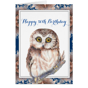 Happy Birthday 50. Fun Little Owl Bird