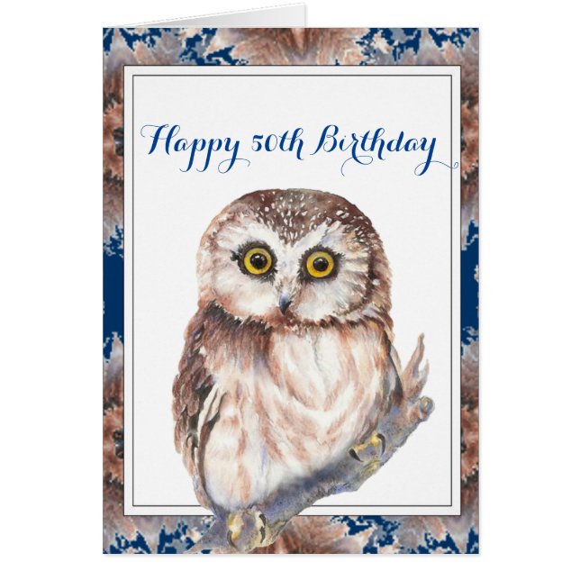 Happy Birthday 50. Fun Little Owl Bird (Vorne)