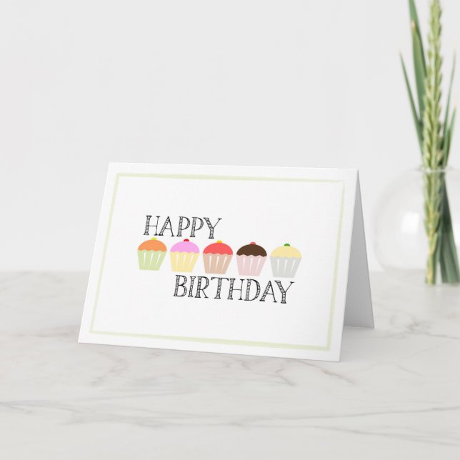 Happy Birthday 5 Cupcake Card Karte (Vorderseite)