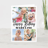 Happy Birthday 5 Foto Collage Elegant Minimalistis
