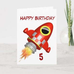 Happy Birthday 5. Little Rocket Thema Karte