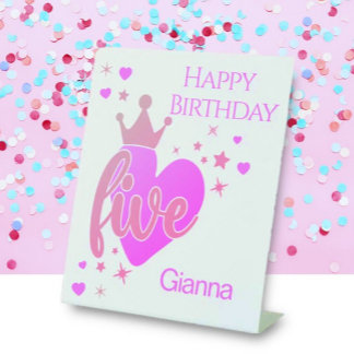 Happy Birthday #5 party Pedestal Sign Sockelschild