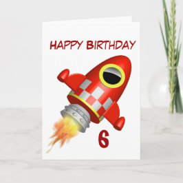 Happy Birthday 6. Little Rocket Thema Karte
