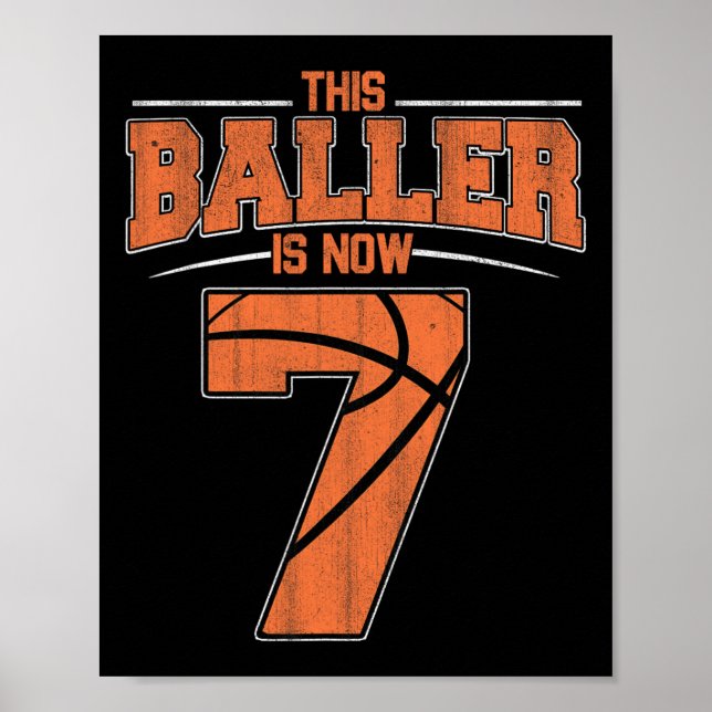 Happy Birthday 7. 7. Jahr Alter Basketball Boys Se Poster (Vorne)