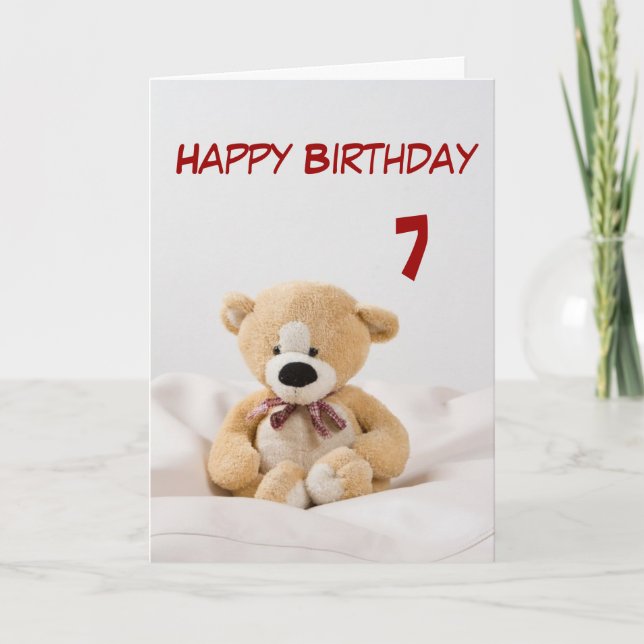Happy Birthday 7. Teddy Bären Thema Karte (Vorderseite)