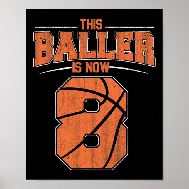 Happy Birthday 8. 8. Jährige Basketball Jungen Ach Poster (Vorne)