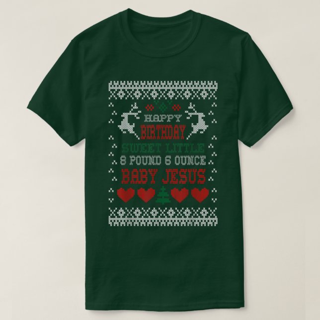 Happy Birthday 8 Pfund 6 Unze Baby Jesus Christma T-Shirt (Design vorne)