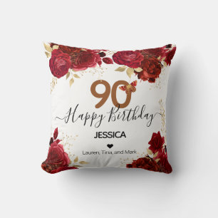 Happy Birthday 90 Floral Rose Personalisiert Throw Kissen