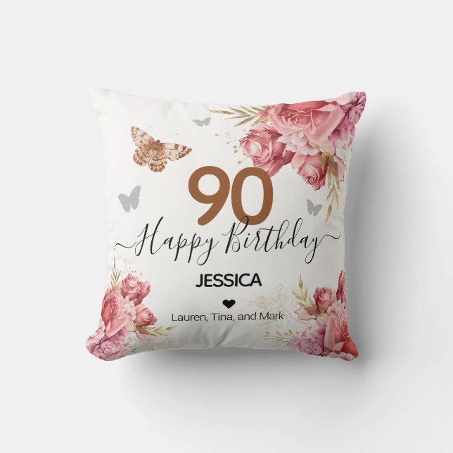 Happy Birthday 90 Personalisiert Throw Kissen (Vorderseite)