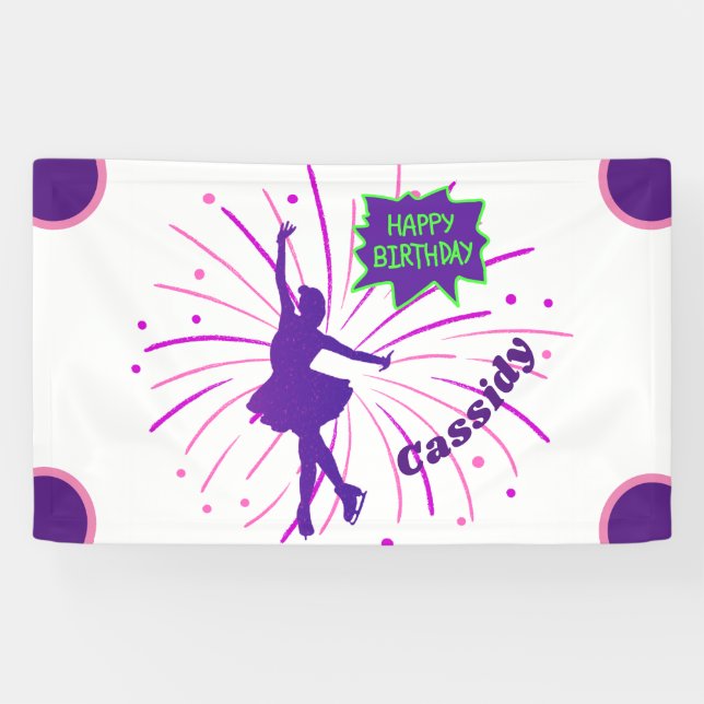 Happy Birthday Abbildung Skaten Personalisiert Banner (Horizontal)
