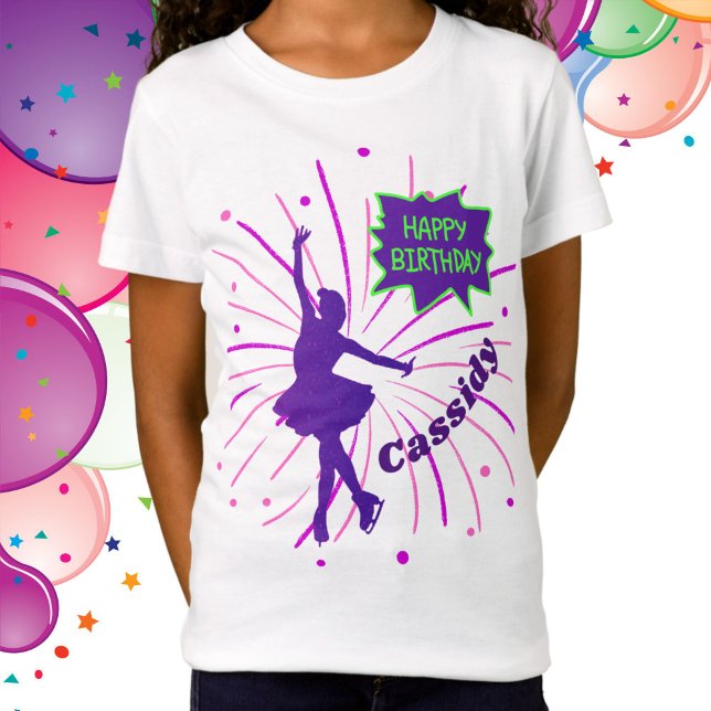 Happy Birthday Abbildung Skaten Personalisiert T-Shirt (Happy Birthday Figure Skating Tee)