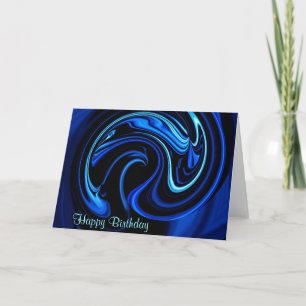 Happy Birthday Abstrakt Blue Peacock Card Karte