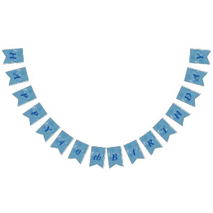 Happy Birthday Abstrakt Circles Dashes Shades Blue Wimpelkette
