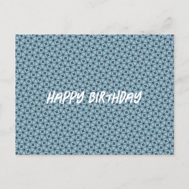 Happy Birthday Abstrakt Schwarz und Blau Muster Postkarte (Vorderseite)
